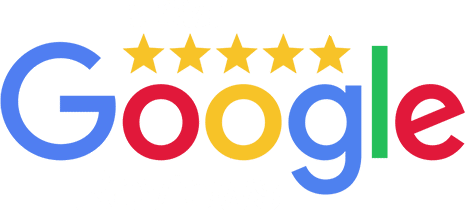 A green background with the words "5 Star Google Reviews" in blue, red, yellow, and green.